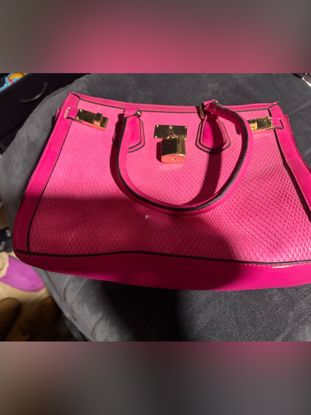 ALDO Hot Pink Tote Bag with Gold Hardware